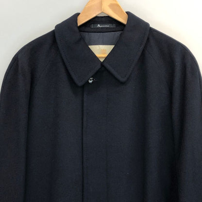 美品◆アクアスキュータム ステンカラーコート カシミア100% 比翼仕立て ロング ネイビー メンズ サイズ36 Aquascutum 【AFA13】