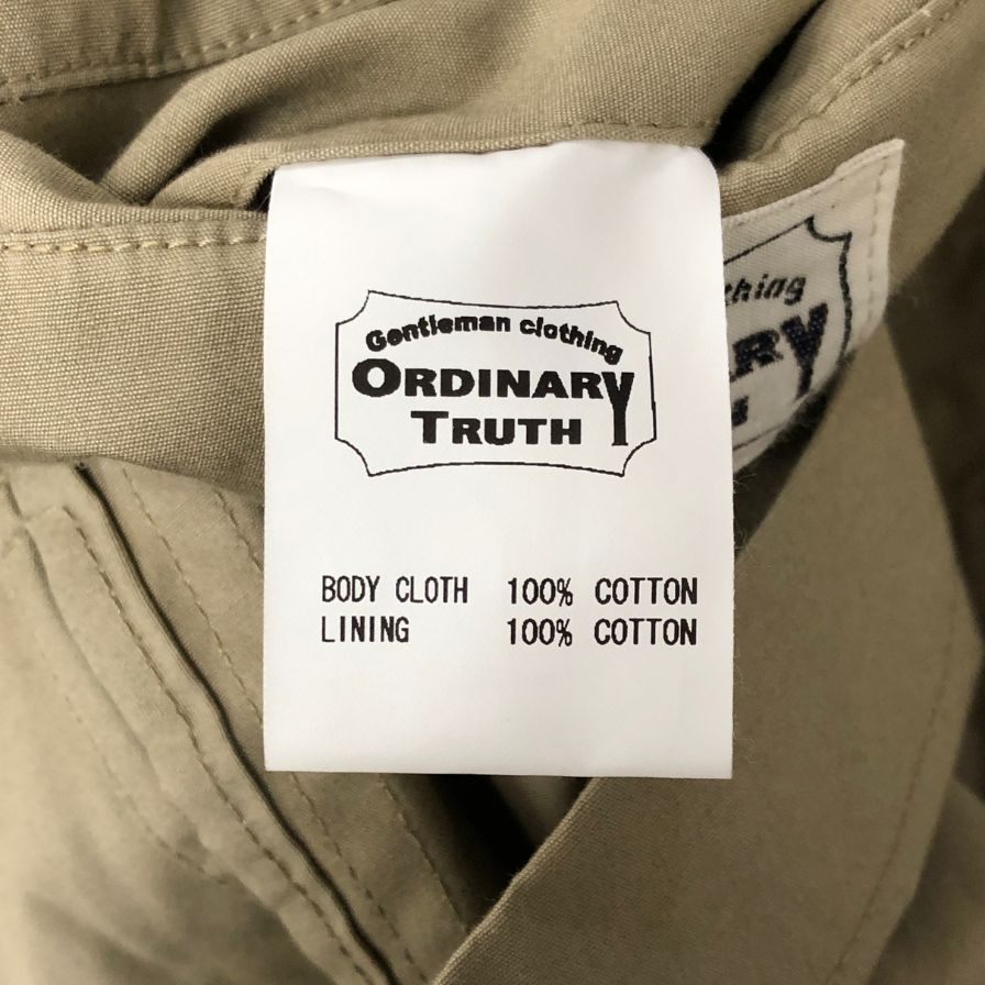 美品◆オーディナリートゥルース  ウエザー  バルマカーンコート  シングルラグラン メンズ ベージュ サイズ40 ORDINARY TRUTH 【AFA8】