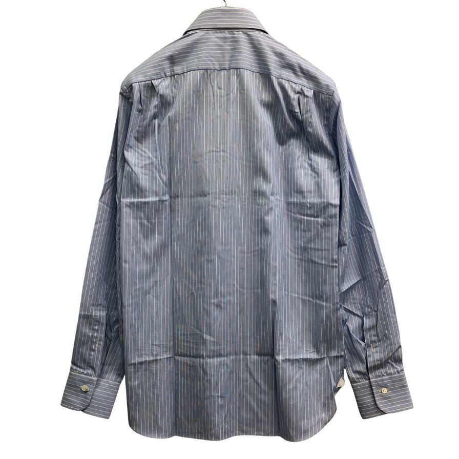 新品同様◆エルメネジルドゼニア 長袖ドレスシャツ ストライプ ブルー サイズ39/15.5 メンズ Ermenegildo Zegna 【AFB9】