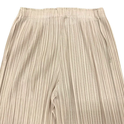 極美品◆プリーツプリーズ イッセイミヤケ パンツ PP41JF372 レディース 生成り クリーム サイズ3 PLEATS PLEASE ISSEY MIYAKE THICKER BOTTOMS 【AFB39】