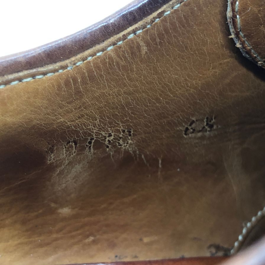 メルミン レザーシューズ パンチドキャップトゥ クロコ×スエード コンビ メンズ ブラウン サイズUK6.5 MEERMIN 約25.5cm【PTM4】