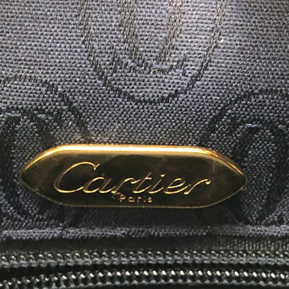 カルティエ サファイアライン レザーショルダーバッグ ゴールド金具 ブラック Cartier【AFE3】