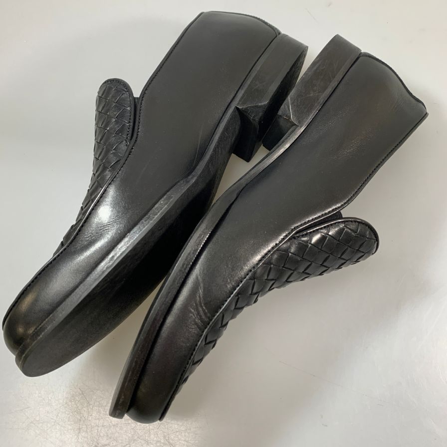 ボッテガヴェネタ スリッポン イントレチャート コブラヴァンプ  カーフ ブラック サイズ42 BOTTEGA VENETA 約27.0cm【AFC7】