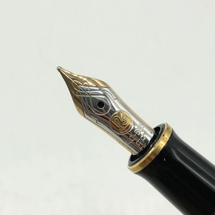 ペリカン 万年筆 14C-585 EF ストライプ  ブラック×ゴールド  PELIKAN【AFI13】