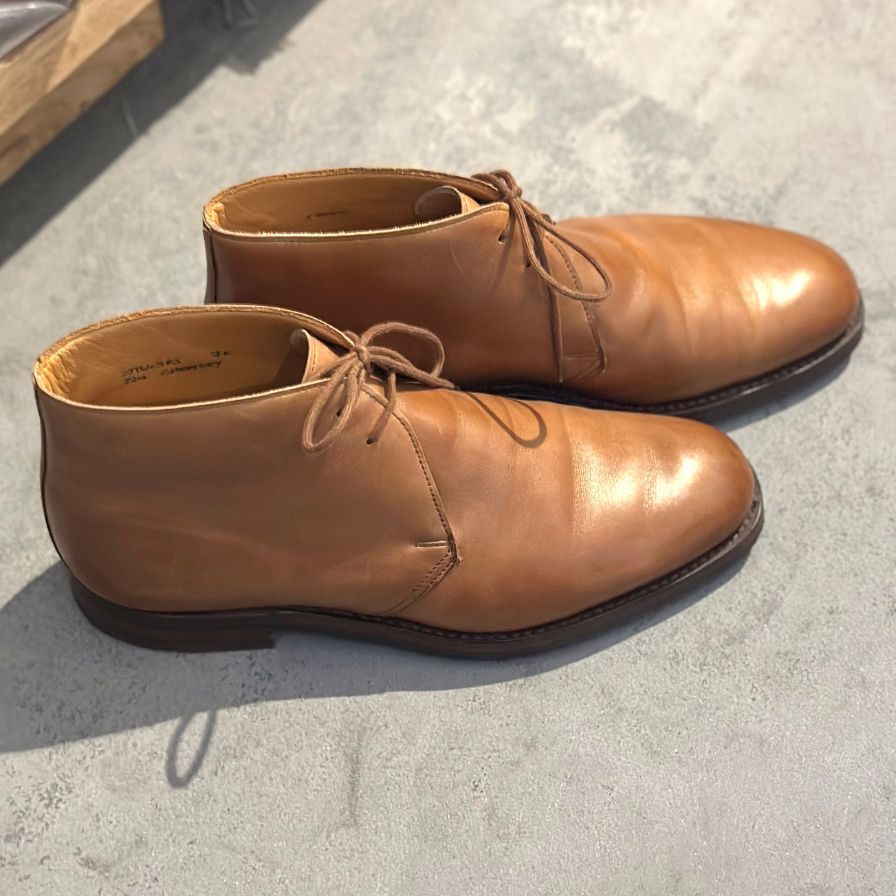 クロケット&ジョーンズ チャートシー チャッカブーツ カーフ ブラウン サイズUK7E CROCKETT&JONES ブーツ 約25.5cm【LA】【中古】