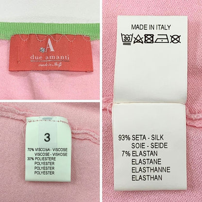 美品◆デュ アマンティ リボントップス ジャケット イタリア製 レディース サイズ3 ピンク due amanti 【AFB40】