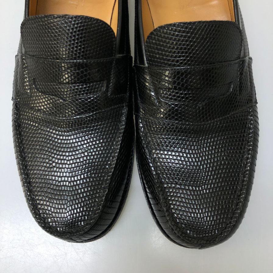 ジェイエムウエストン 180シグニチャーローファー リザード ブラック UK7.5D メンズ J.M.WESTON ローファー 約26.5cm【LA】【中古】