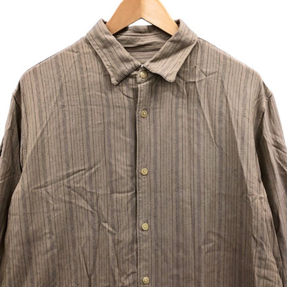 中古◆ナヤット レーヨン ロングスリーブ ストライプシャツ W-007 ブラウン サイズ3 長袖 日本製 NAHYAT MADE IN JAPAN 【AFB47】