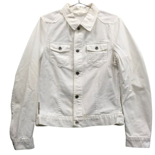 中古◆プラダ 06AW デニムジャケット ロゴボタン ホワイト メンズ サイズ46 GEB007 PRADA 【AFA17】
