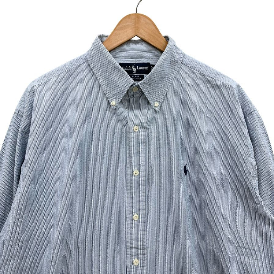 ラルフローレン チェックシャツ 総柄 ブルー系 メンズ サイズLL Ralph Lauren【LA】