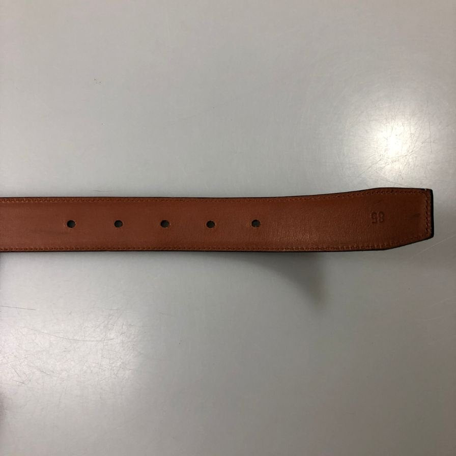 サルヴァトーレフェラガモ レザーベルト 23 7568 ダークブラウン シルバー金具 メンズ Salvatore Ferragamo【AFB55】