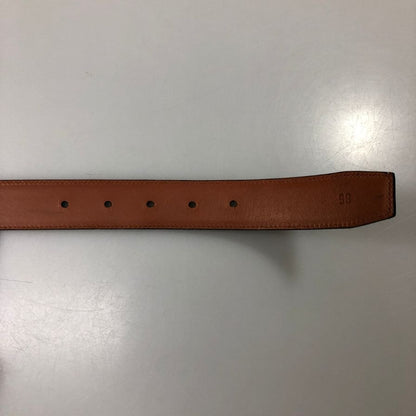 サルヴァトーレフェラガモ レザーベルト 23 7568 ダークブラウン シルバー金具 メンズ Salvatore Ferragamo【AFB55】