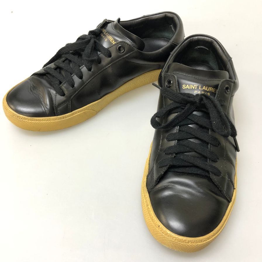 サンローラン レザースニーカー ガムソール 419195 ローカット ブラック 38 メンズ SAINT LAURENT 約23.5cm【AFC8】