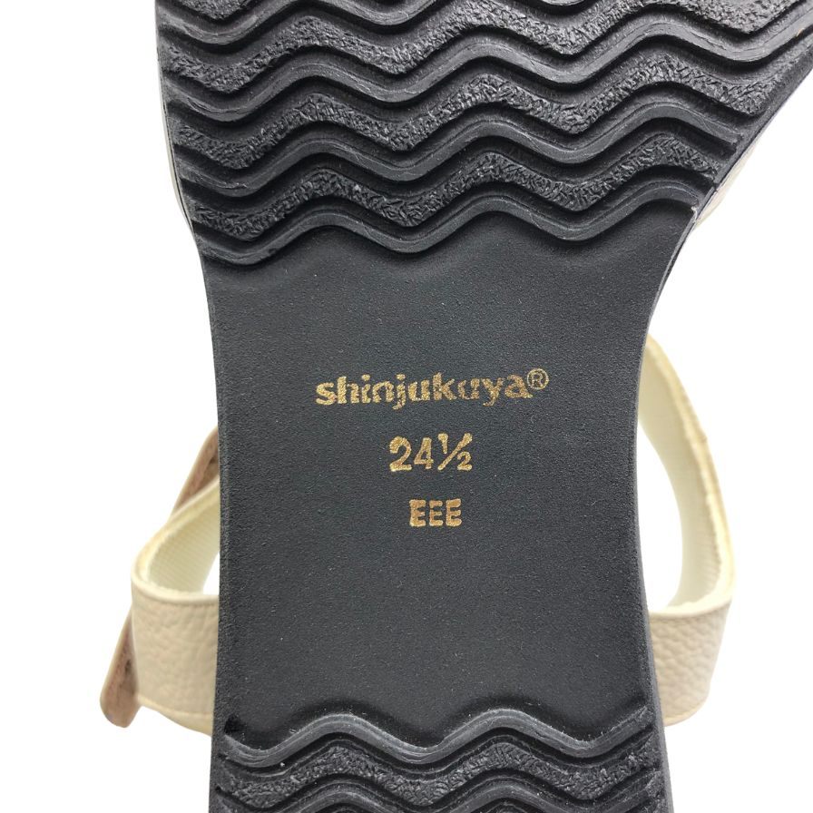 新宿屋 レザーパンプス サンダル レザー×パイソン 4500-545 アイボリー 24.5cm レディース shinjukuya 約24.5cm【7-6】