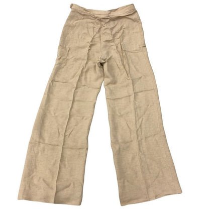 マックスマーラ パンツ サイドジップ タック リネン混 サイズ42 ブラウン系 レディース MaxMara 【AFB33】