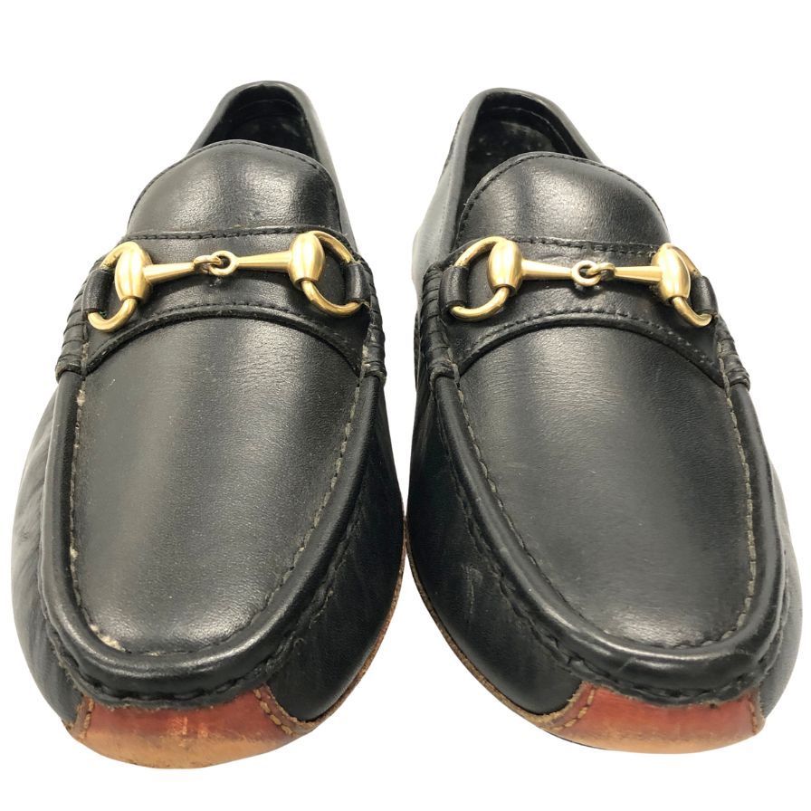 グッチ ドライビングシューズ ビットローファー カーフ ブラック サイズ40.5 メンズ GUCCI 約25.5cm【AFC47】