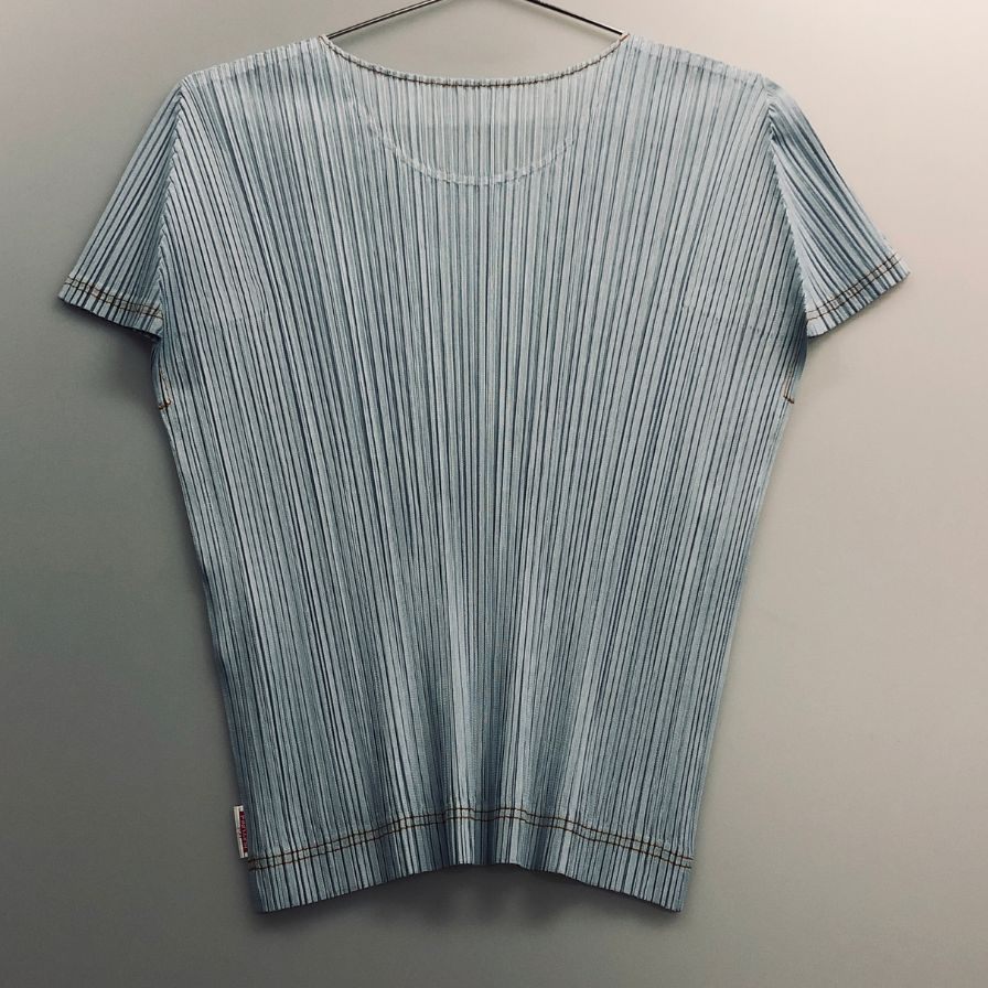 美品◆プリーツプリーズ イッセイミヤケ 半袖 カットソー PP21-JK651 ブルー サイズ3 PLEATS PLEASE 【AFB1】