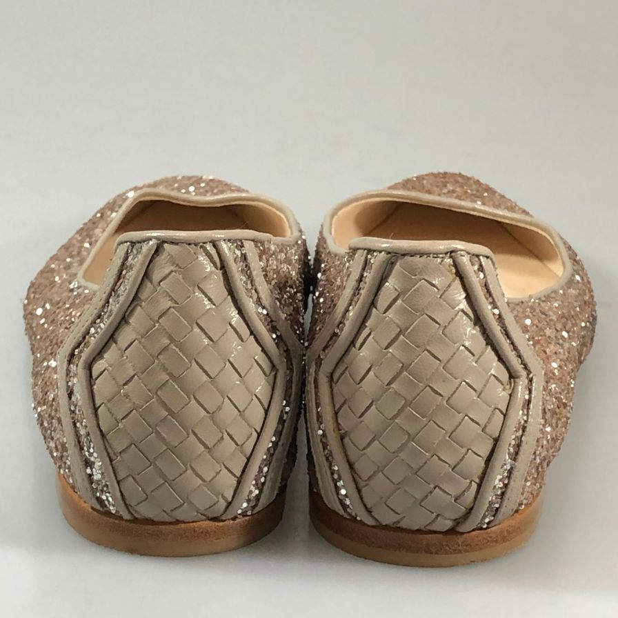ボッテガヴェネタ パンプス グリッター フラット イントレチャート ピンク系 レディース サイズ36 BOTTEGA VENETA 約23.0cm【AFC42】