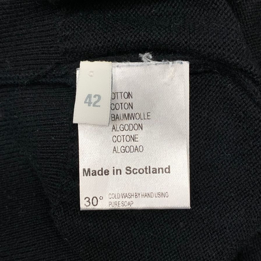 中古◆ブライスランズ ポロシャツ Cotton Short Sleeve Skipper Polo 半袖 コットン ニット スコットランド製 ブラック メンズ サイズ42 Bryceland's 【AFB9】