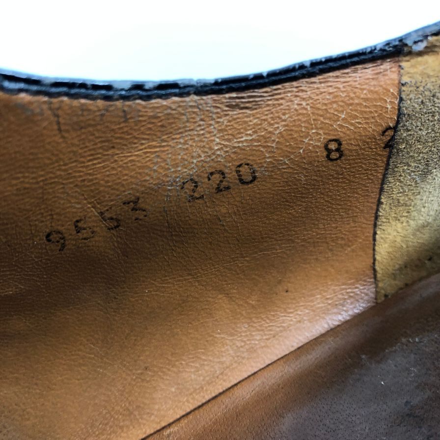サルヴァトーレフェラガモ レザーシューズ 9553 パンチドキャップトゥ ブラック サイズUK8.5E Salvatore Ferragamo 約27.0cm【AFC43】