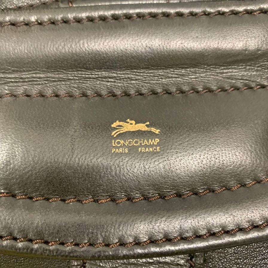 ロンシャン ボストンバッグ ブラック レザー LONGCHAMP【AFE4】