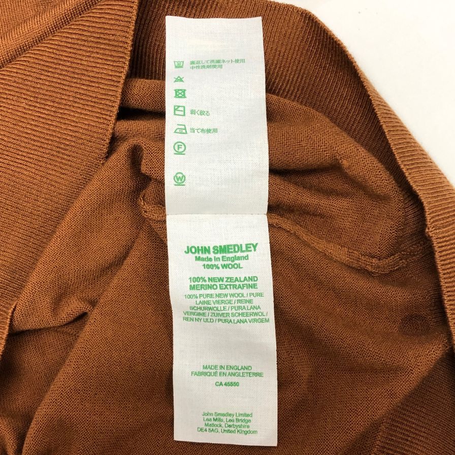中古■ジョンスメドレー ニットセーター ウール クルーネック オレンジ メンズ サイズL JOHNSMEDLEY 【AFB2】