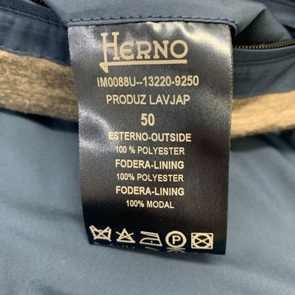 極美品◆ヘルノ フライトシリーズ ステンカラーコート ブルー メンズ サイズ50 HERNO 【AFB35】