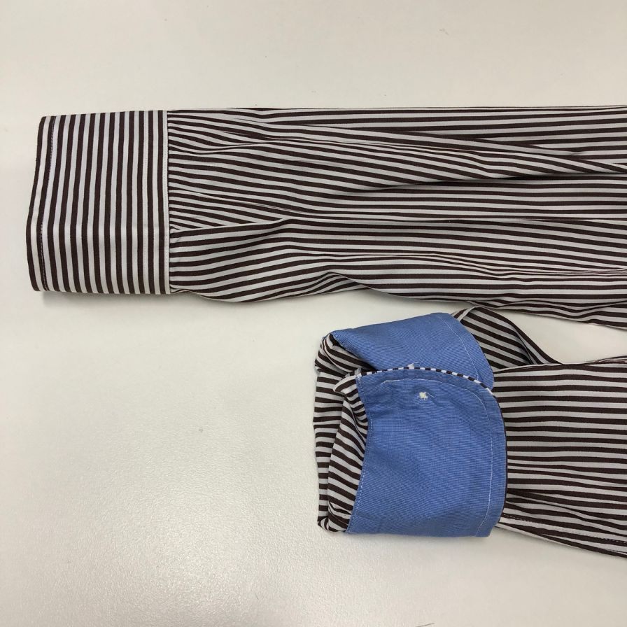 美品◆ラルフローレン シャツ ストライプ ロゴ刺繍 コットン ブラウン メンズ サイズSP RALPH LAUREN 【AFB2】
