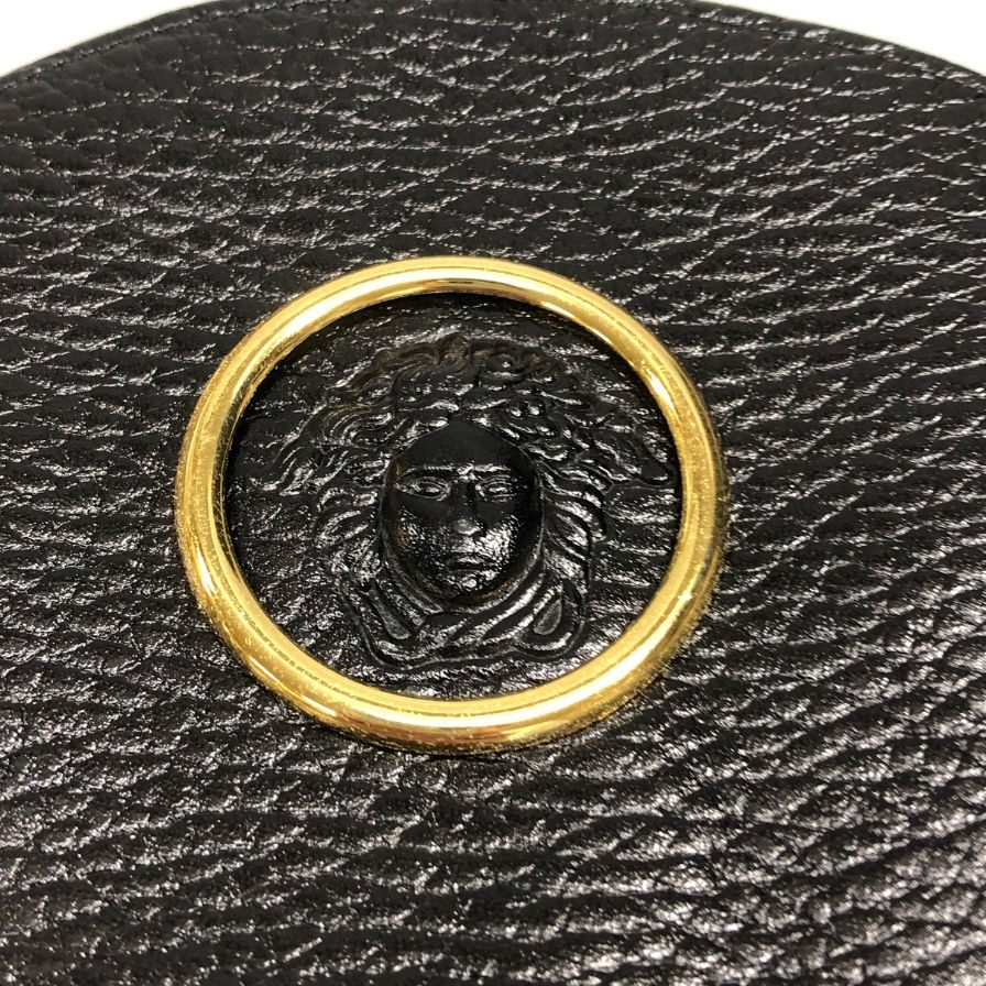 ジャンニ ヴェルサーチ コインケース ジップ レザー ブラック GIANNI VERSACE【AFB54】【中古】