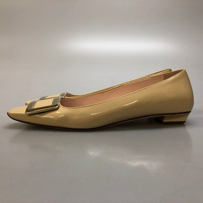 ロジェヴィヴィエ パンプス フラットシューズ スクエアバックル パテントレザー ベージュ系 レディース サイズ40 Roger Vivier 約26.0cm【AFD4】