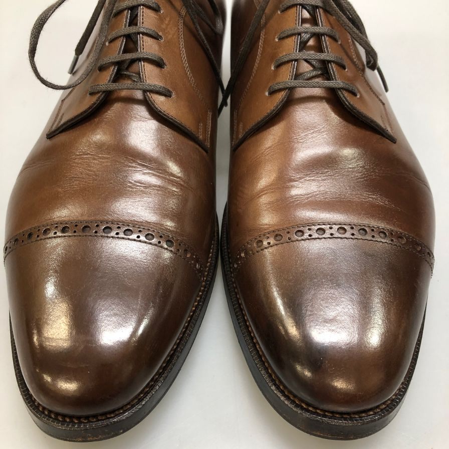 宮城興業 レザーシューズ パンチドキャップトゥ ダービー  ブラウン メンズ サイズ10 Miyagi Kogyo 約28.0cm【AFC29】