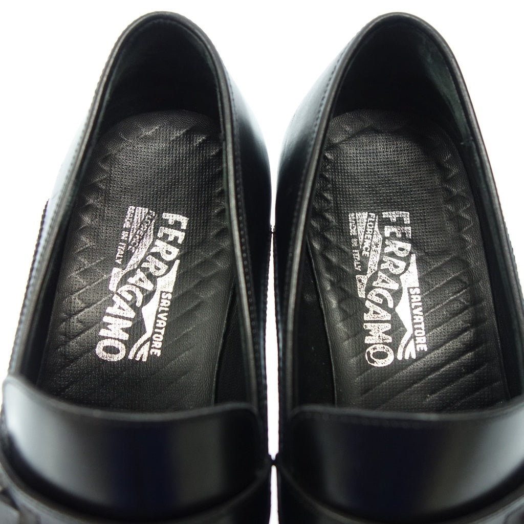 Very good condition ◆Salvatore Ferragamo leather shoes strap loafers men's black size 8 Salvatore Ferragamo [AFC35] 