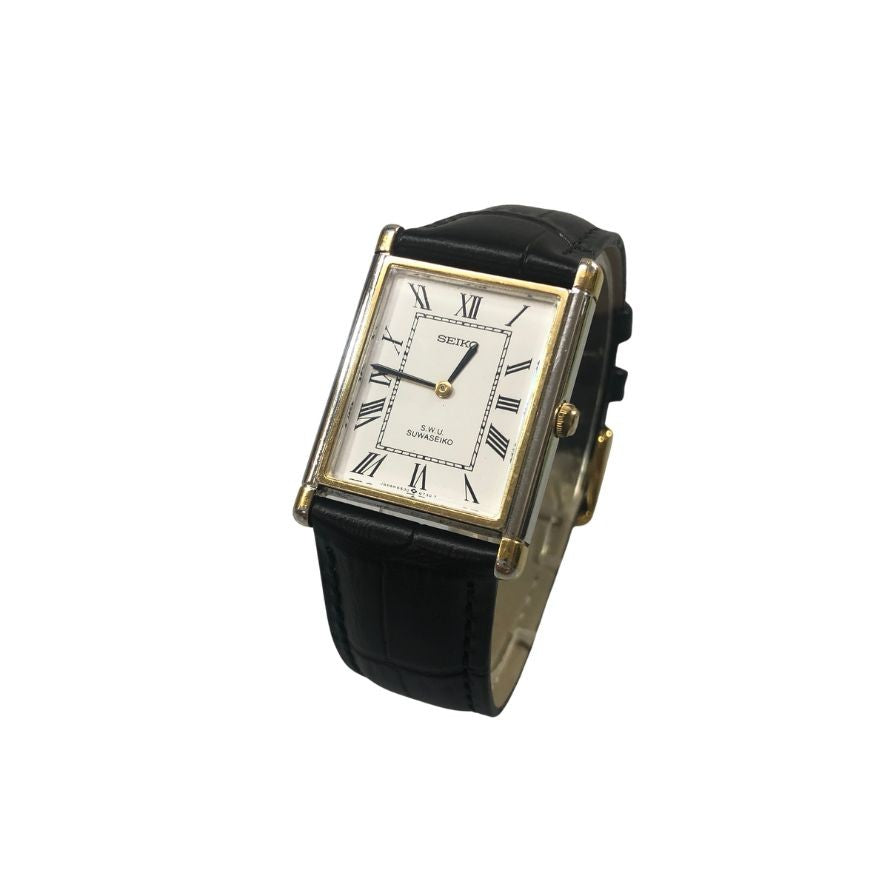 セイコー クォーツ スクエア 腕時計 クォーツ スクエア 2針 ユニセックス シルバー×ゴールド SEIKO S.W.U.【AFB55】