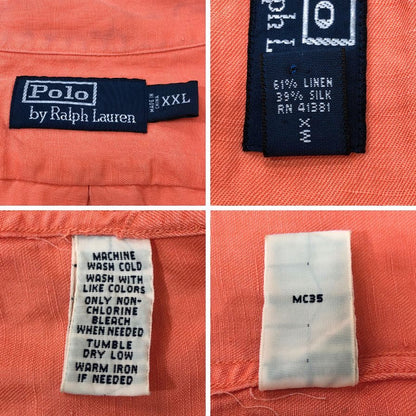 中古◆ポロ ラルフローレン ヴィンテージ開襟シャツ オレンジ メンズ サイズXXL POLO RALPH LAUREN 【AFB45】
