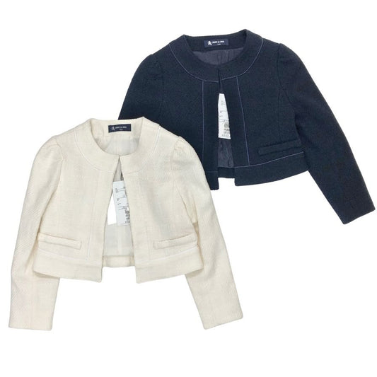 新品同様◆コムサエンジェル ジャケット 2枚セット ネイビー ホワイト 女の子用 キッズ サイズ120A COMME CA ANGEL 【AFB35】