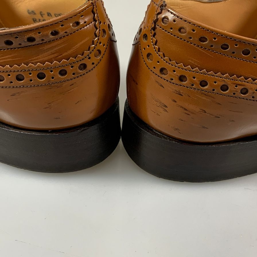チャーチ バーウッド ウイングチップ ポリッシュドバインダーカーフ ブラウン UK65F Church's ビジネスシューズ 約24.5cm【LA】【中古】