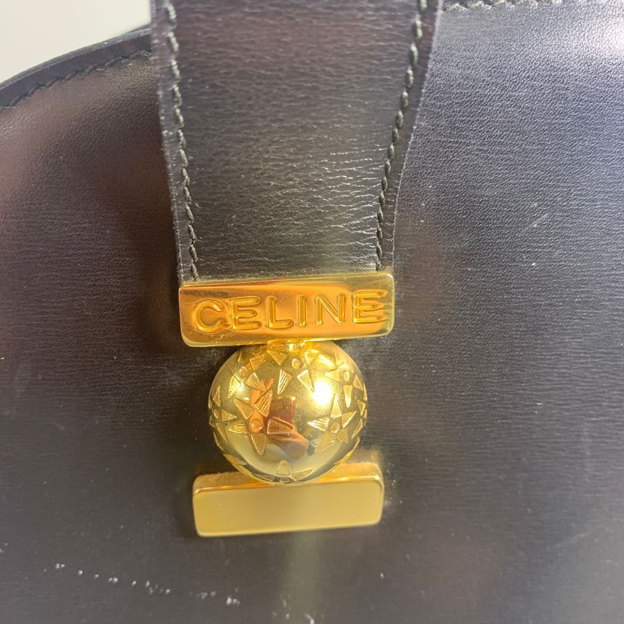 セリーヌ ハンドバッグ レザー ブラック オールドセリーヌ CELINE【AFE3】