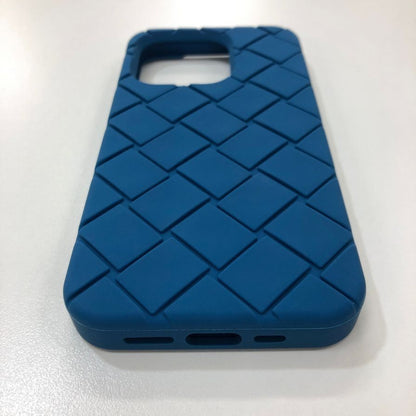 ボッテガヴェネタ iPhoneケース iPhone15Pro ラバー イントレチャート ブルー系 BOTTEGA VENETA【AFI10】【中古】