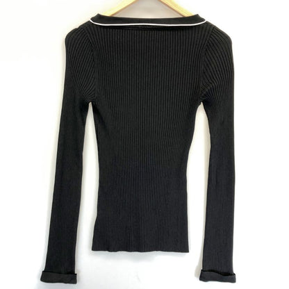 美品◆フォクシー ミニカラー トップス リブ仕様 39908 レディース サイズ38 ブラック FOXEY 【AFB8】