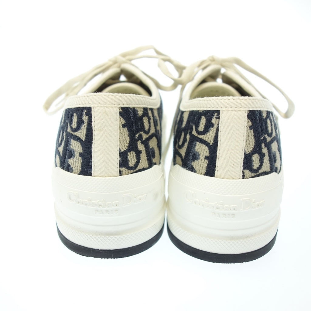 Good Condition◆Christian Dior Lace-up Sneakers WALK'N'DIOR Canvas Oblique Embroidery Women's Navy 36 DIOR [AFC2] 