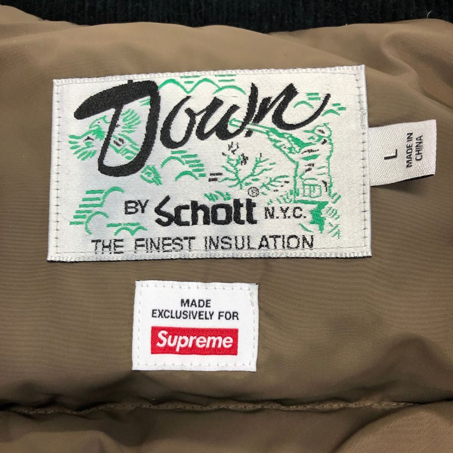 美品◆シュプリーム×ショット キャンバス ダウン トラッカー ジャケット メンズ ブラック サイズ L Supreme×Schott 【AFA17】