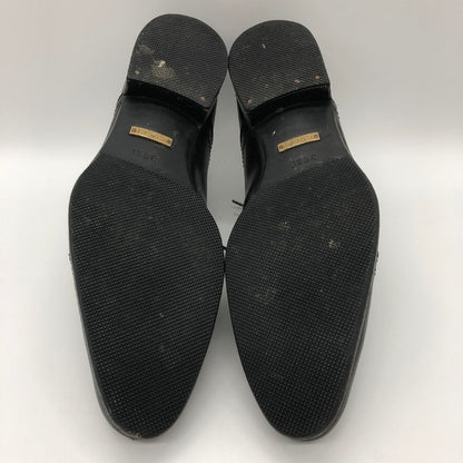 グッチ レザーシューズ ウイングチップ メダリオン 124099 カーフ メンズ ブラック サイズ39.5E GUCCI 約24.5cm【PTM】