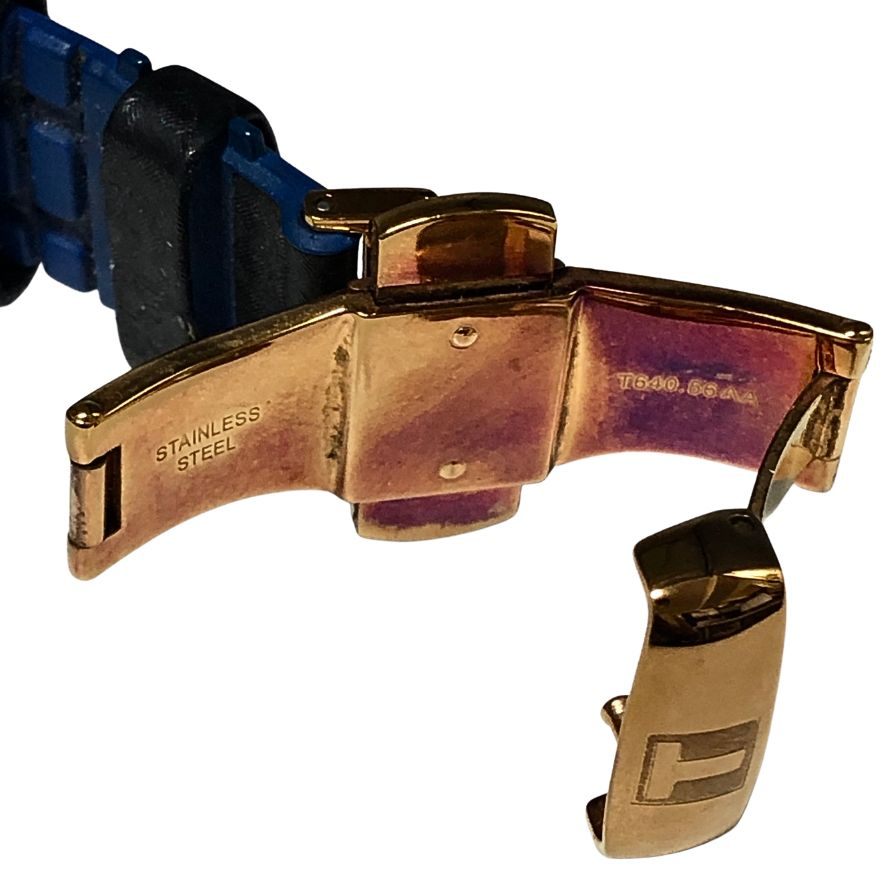 ティソ 腕時計 T099408A 1853 AUTOMATIC デイト 白盤面 枠ゴールド 裏スケルトン ラバーベルト メンズ TISSOT【AFI15】