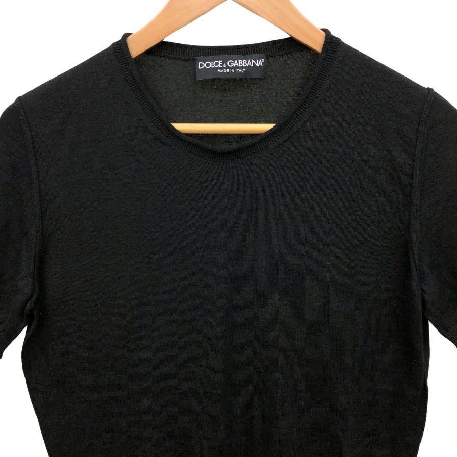 極美品◆ドルチェ&ガッバーナ 半袖トップス ラウンドネック カシミア＆シルク レディース サイズS ブラック DOLCE&GABBANA 【AFB7】