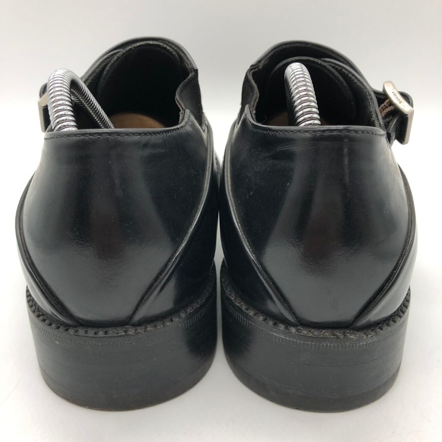 プラダ レザーシューズ シングルモンク ストレート カーフ メンズ ブラック サイズ 6 PRADA 約25.0cm【PTM3】