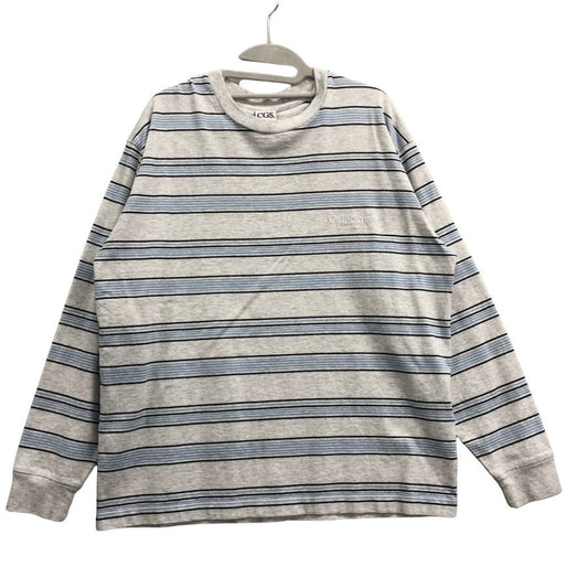 極美品◆カリフォルニア ジェネラル ストア CGS. 長袖Tシャツ ボーダー ロゴ刺繍 グレー系 メンズ サイズS California General Store 【AFB13】