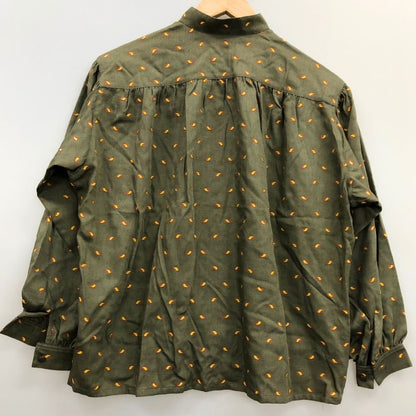 美品◆クリスチャンディオール プレタポルテ シャツ スタンドネック 総柄 レディース サイズS グリーン系 Christian Dior PRET-A-PORTER 【AFB48】