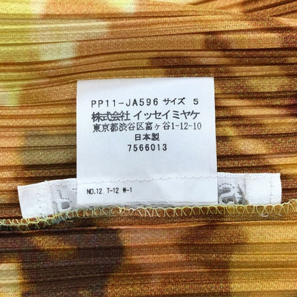 極美品◆プリーツプリーズ イッセイミヤケ コート 総柄 イエロー レディース サイズ5 PP11-JA596 PLEATS PLEASE ISSEY MIYAKE 【AFB32】