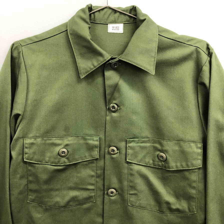 極美品◆アメリカ軍 ユーティリティシャツ OG-507 実物 87年 オリーブグリーン サイズ14.5X33 【AFB16】