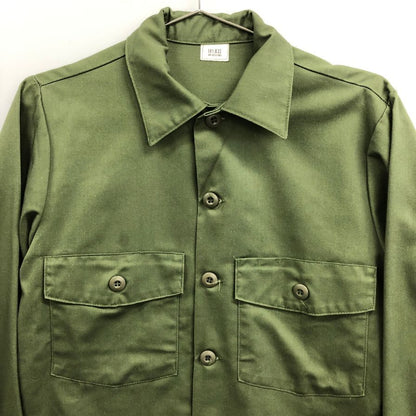 極美品◆アメリカ軍 ユーティリティシャツ OG-507 実物 87年 オリーブグリーン サイズ14.5X33 【AFB16】